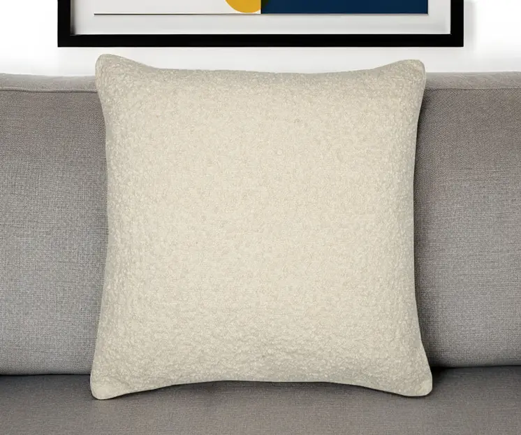24" Ivory Throw Pillow With Shag