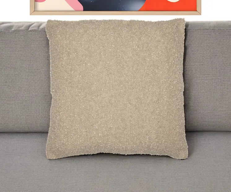 20" Taupe Throw Pillow With Shag