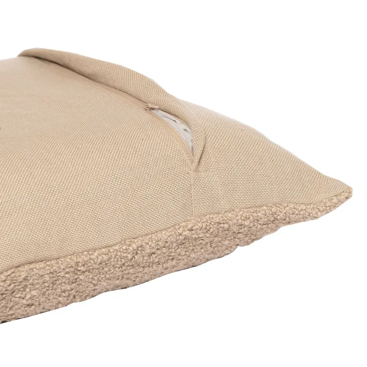 20" Taupe Throw Pillow With Shag