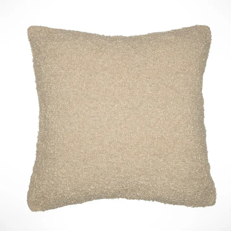 20" Beige Throw Pillow With Shag