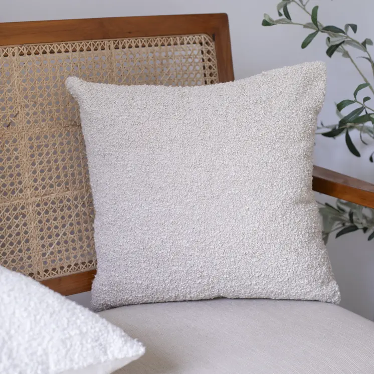 20" Beige Throw Pillow With Shag