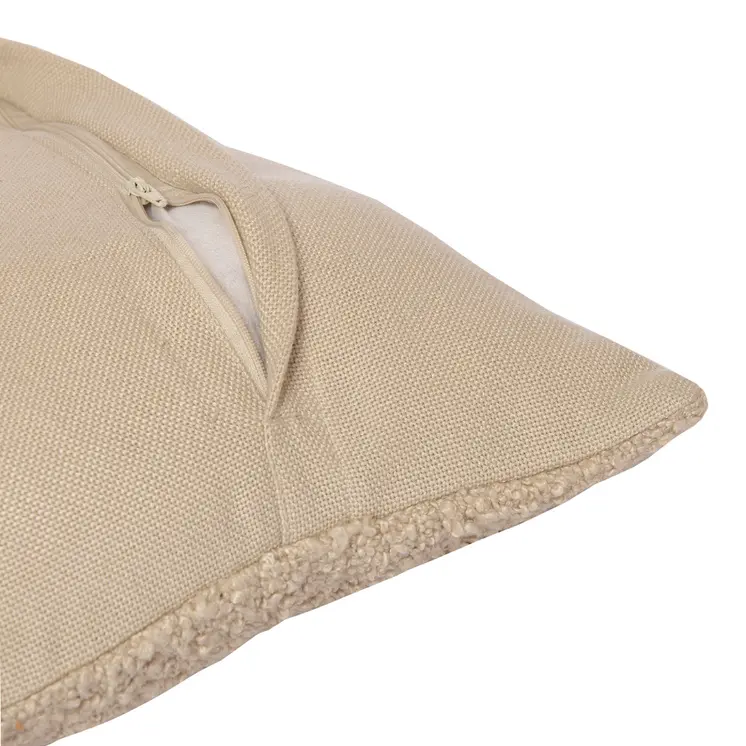 20" Beige Throw Pillow With Shag