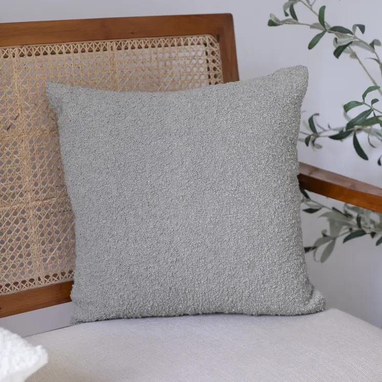 20" Gray Throw Pillow With Shag