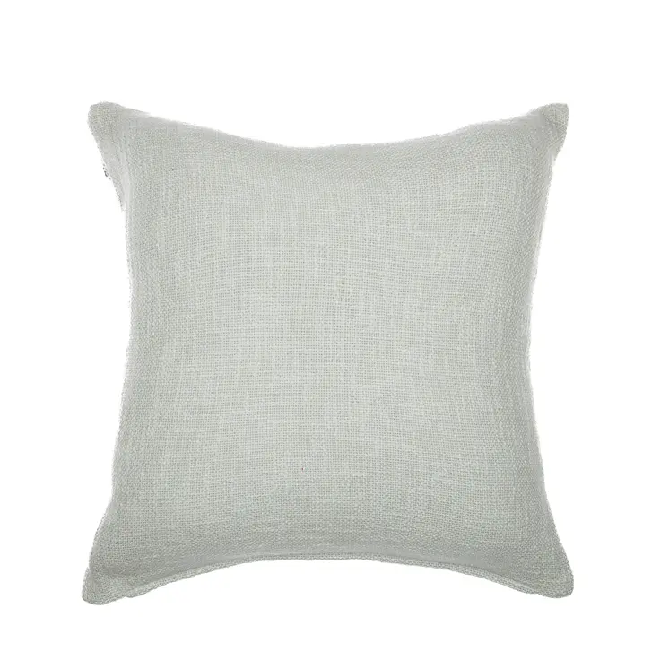 24" Blue and Ivory Geometric Cotton Blend Throw Pillow With Embroidery