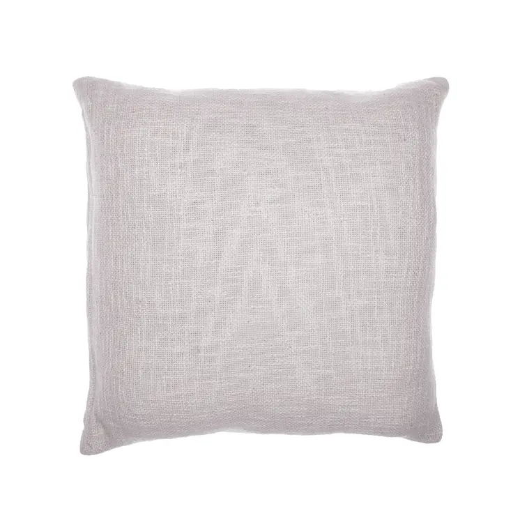 20" Ivory Geometric Cotton Blend Throw Pillow With Embroidery