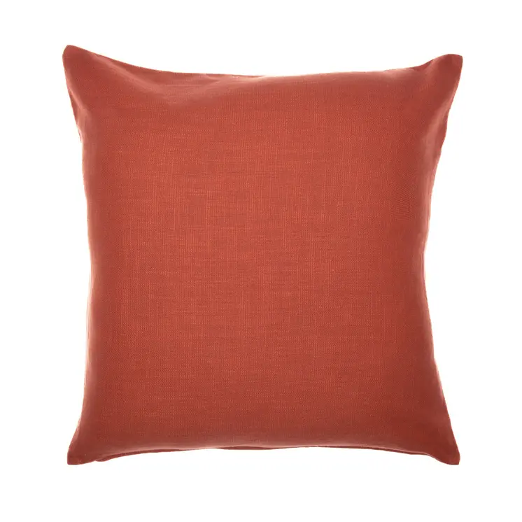 24" Orange and Ivory Geometric Cotton Blend Throw Pillow  With Embroidery