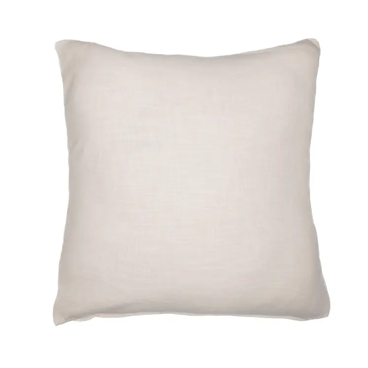 24" Ivory Geometric Cotton Blend Throw Pillow With Embroidery