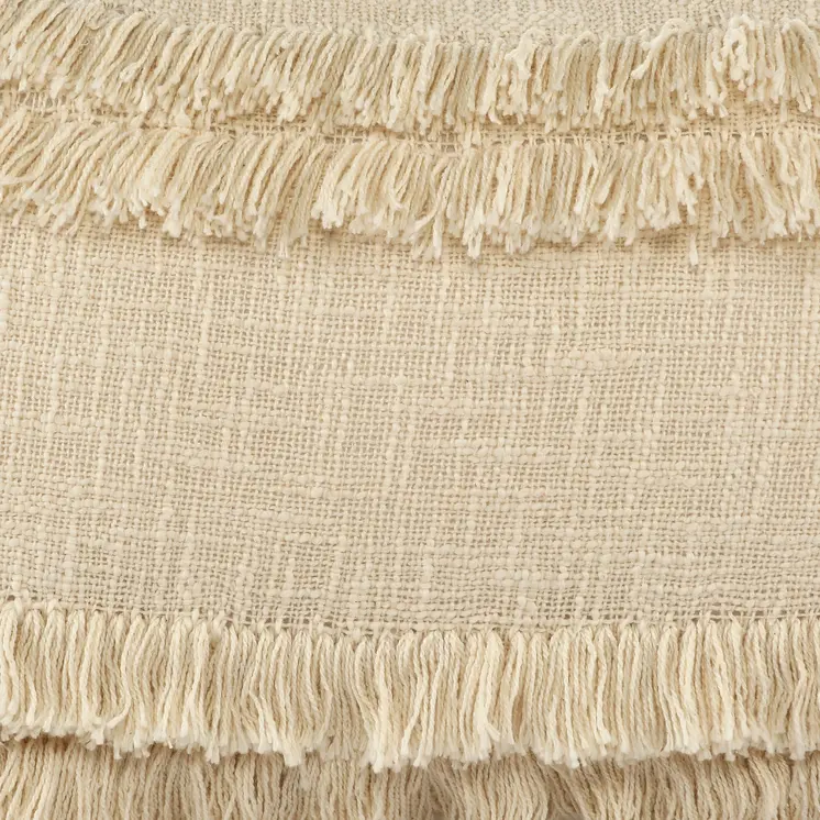 14" X 20" Cream Cotton Throw Pillow With Texture