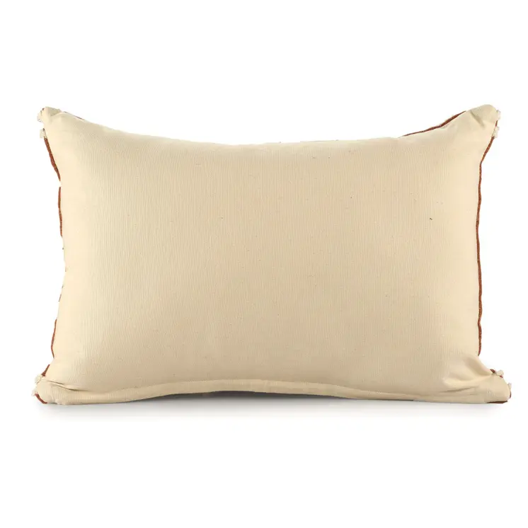 16" X 24" Cinnamon And Natural Striped Cotton Lumbar Throw Pillow With Texture