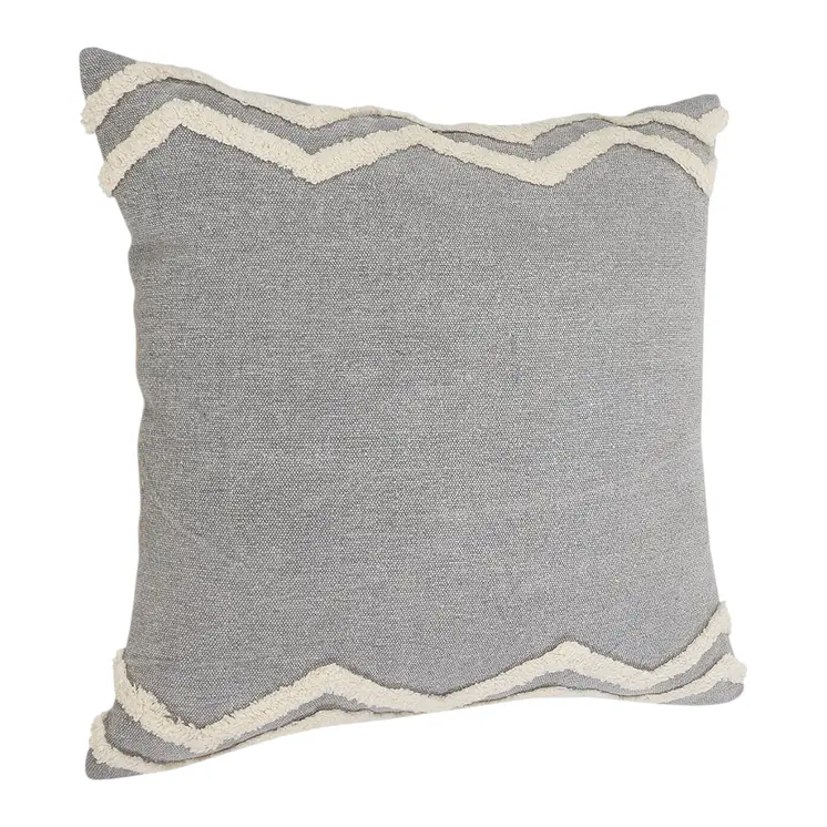 16" X 24" Gray Chevron Cotton Lumbar Throw Pillow