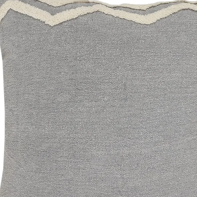 16" X 24" Gray Chevron Cotton Lumbar Throw Pillow