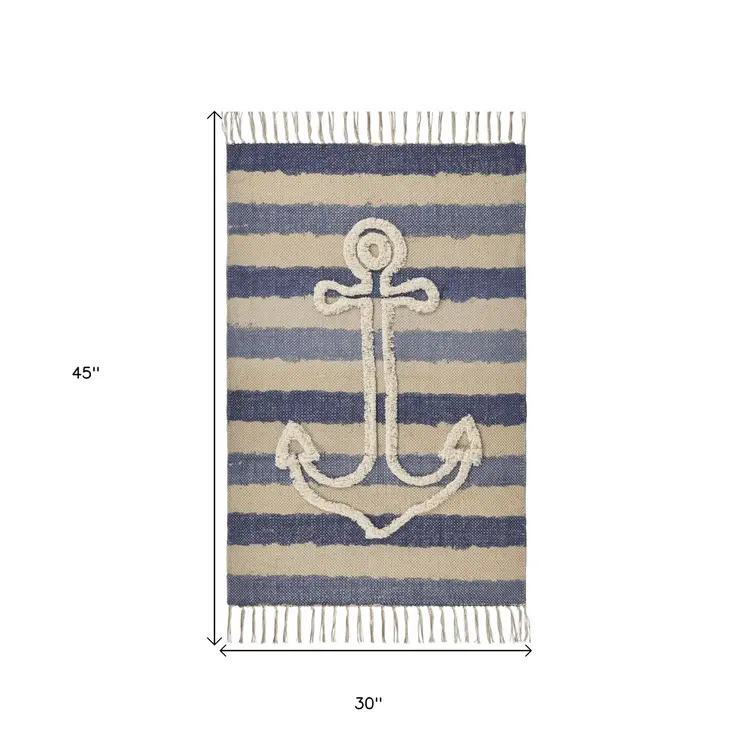 3' X 4' Blue Abstract Hand Woven Area Rug
