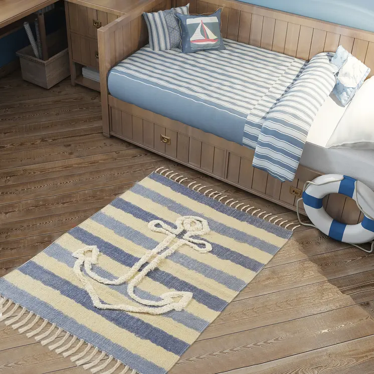 3' X 4' Blue Abstract Hand Woven Area Rug