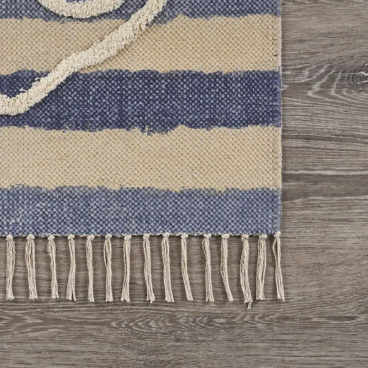 3' X 4' Blue Abstract Hand Woven Area Rug