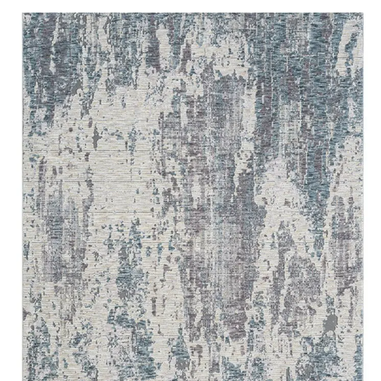 8' Gray And Ivory Abstract Runner Rug
