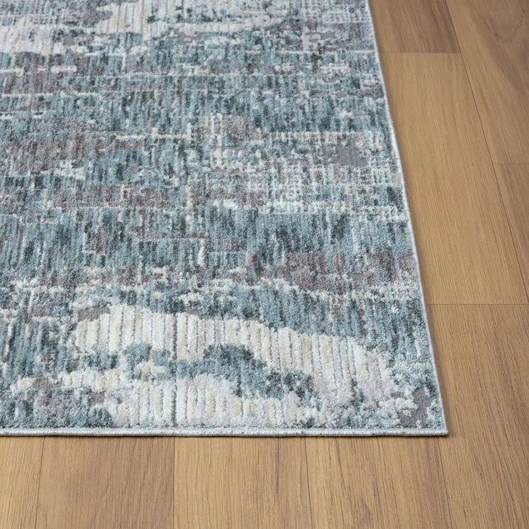 8' Gray And Ivory Abstract Runner Rug