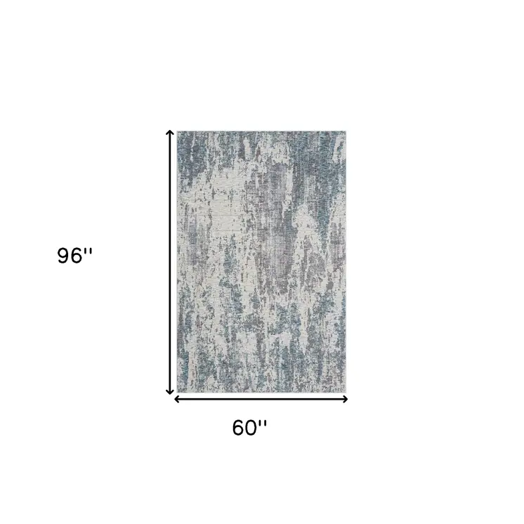 5' X 8' Gray and Ivory Abstract Area Rug