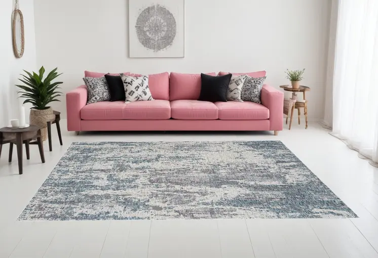 9' X 12' Gray and Ivory Abstract Area Rug