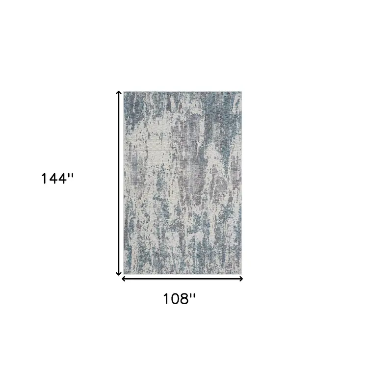 9' X 12' Gray and Ivory Abstract Area Rug