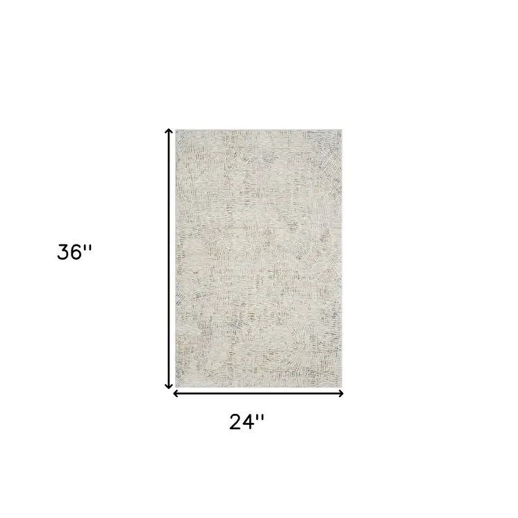 2' X 3' Ivory and Gray Abstract Area Rug