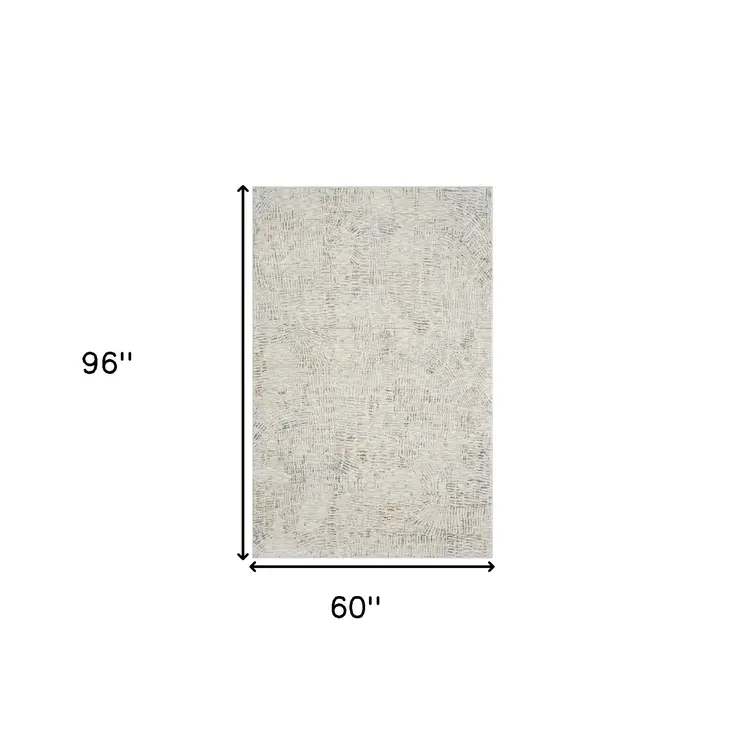 5' X 8' Ivory and Gray Abstract Area Rug