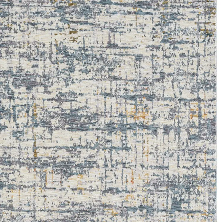 5' X 8' Blue and Ivory Abstract Area Rug