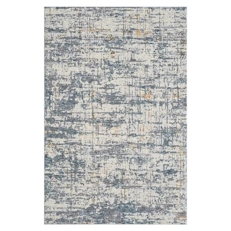 8' X 10' Blue and Ivory Abstract Area Rug