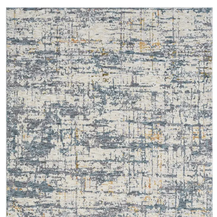 8' X 10' Blue and Ivory Abstract Area Rug