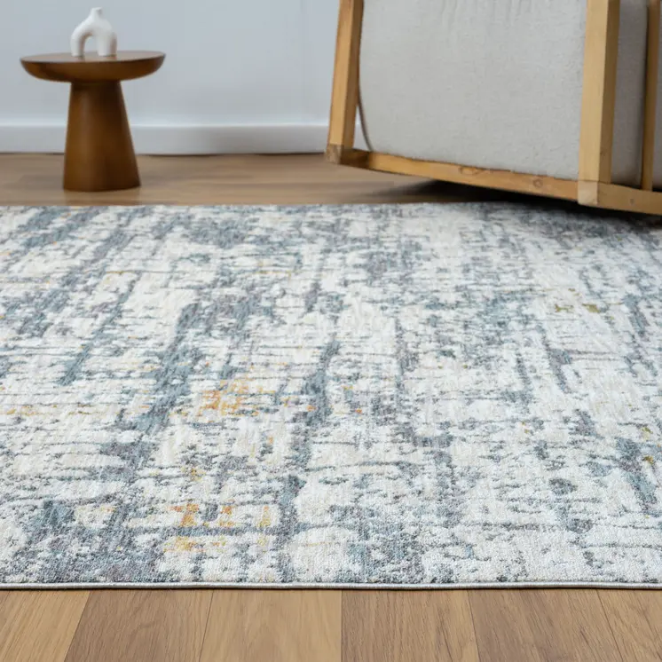 8' X 10' Blue and Ivory Abstract Area Rug