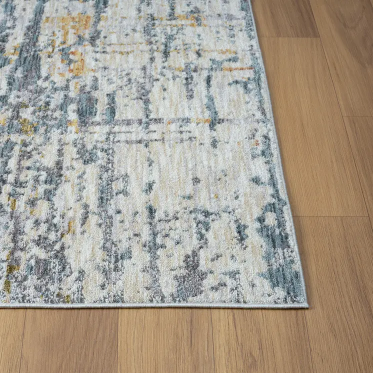 8' X 10' Blue and Ivory Abstract Area Rug