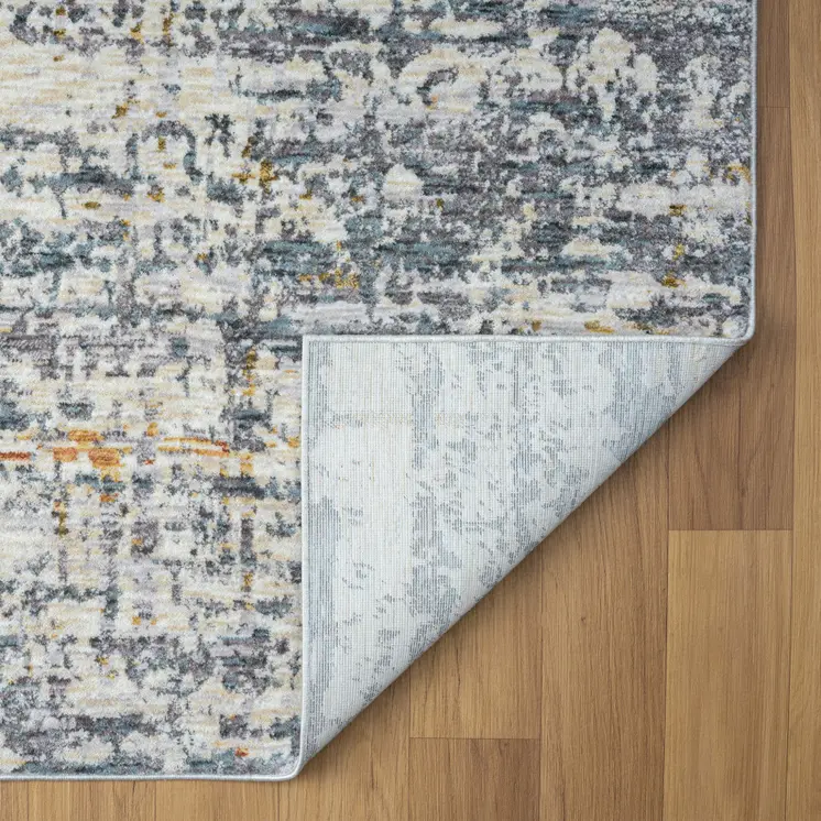 8' X 10' Blue and Ivory Abstract Area Rug