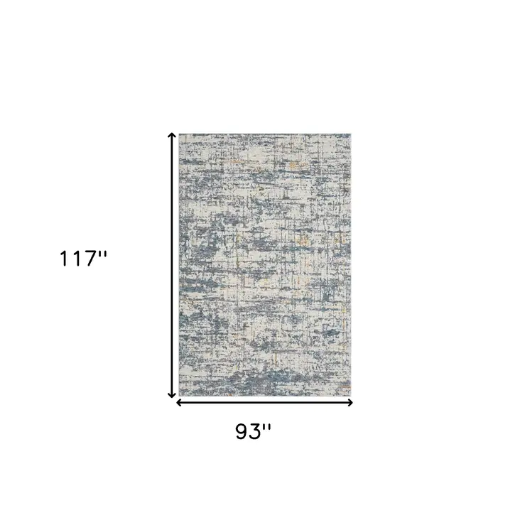8' X 10' Blue and Ivory Abstract Area Rug