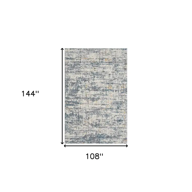 9' X 12' Blue and Ivory Abstract Area Rug