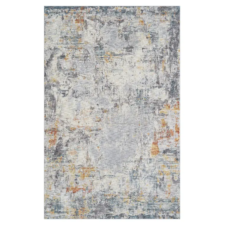 5' X 8' Gray and Ivory Abstract Area Rug
