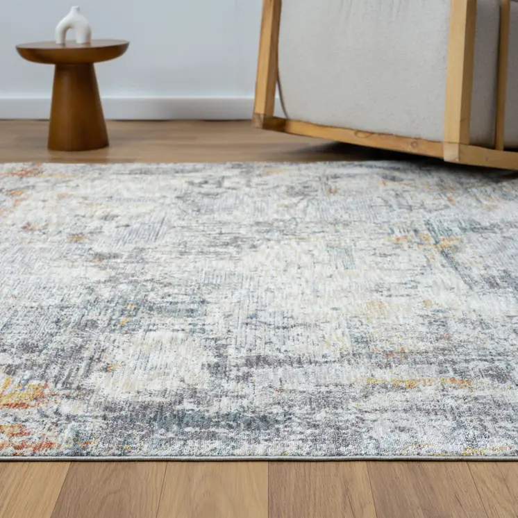5' X 8' Gray and Ivory Abstract Area Rug