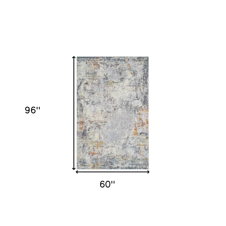5' X 8' Gray and Ivory Abstract Area Rug
