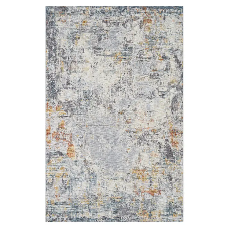 9' X 12' Gray and Ivory Abstract Area Rug
