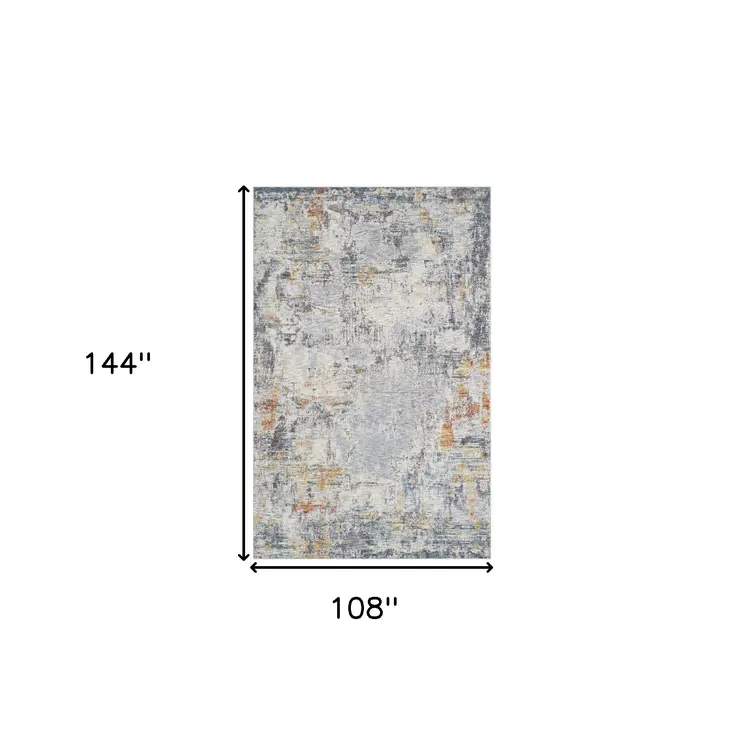9' X 12' Gray and Ivory Abstract Area Rug