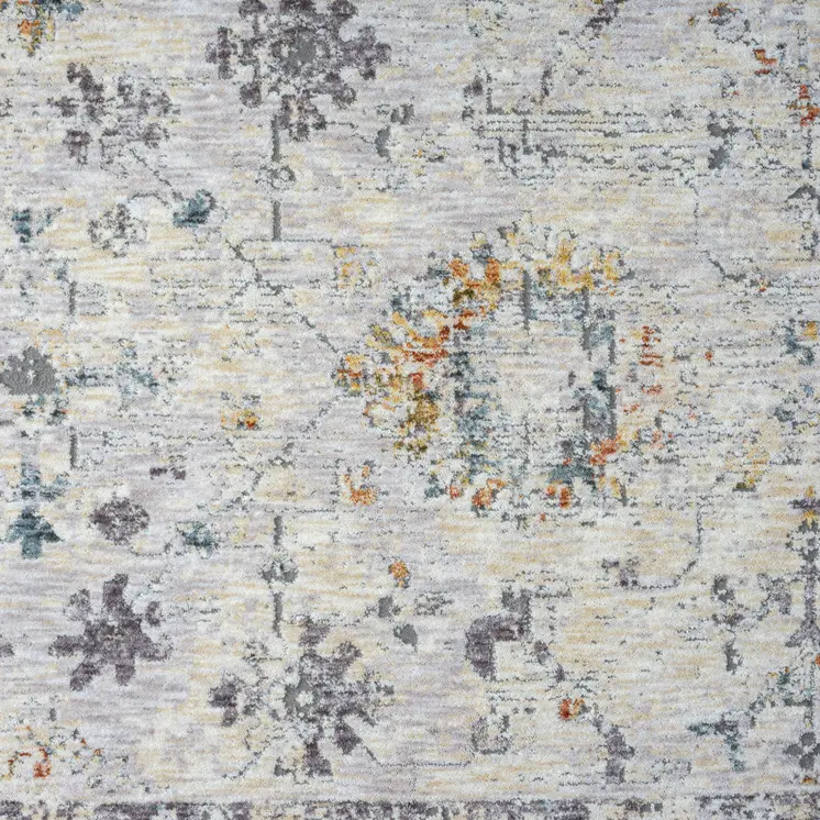 9' X 12' Ivory and Blue Floral Area Rug