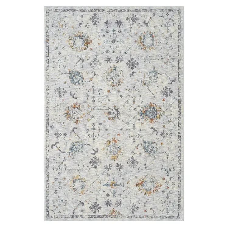10' X 14' Ivory and Blue Floral Area Rug