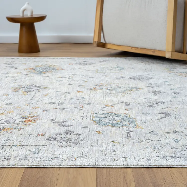 10' X 14' Ivory and Blue Floral Area Rug