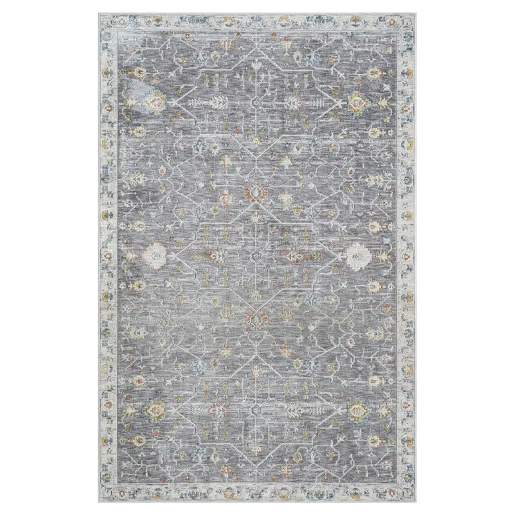 10' X 14' Gray and Ivory Floral Area Rug