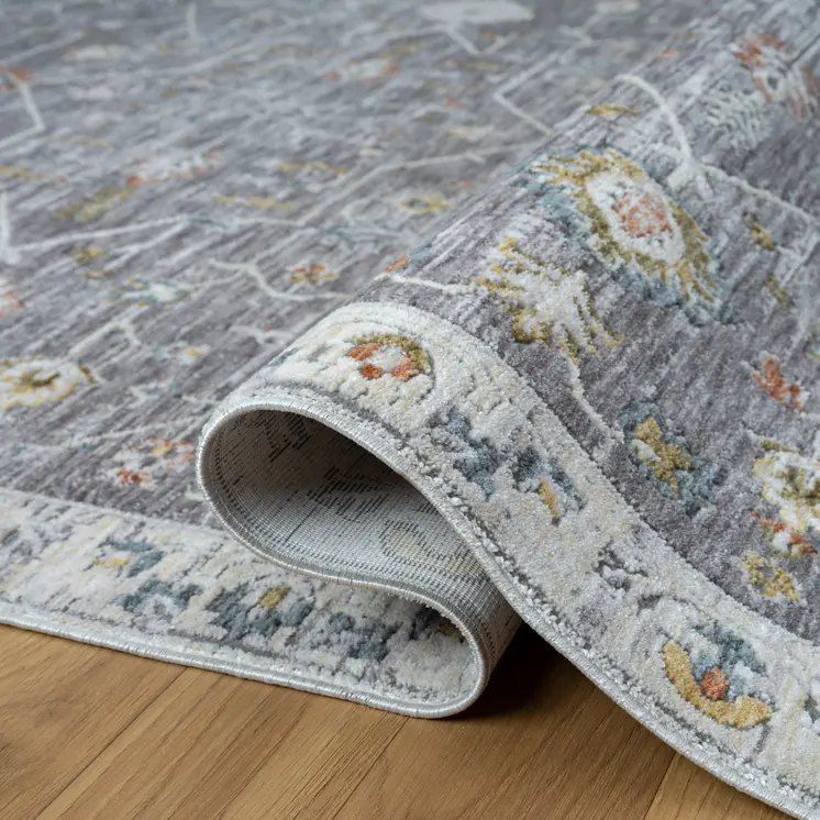 10' X 14' Gray and Ivory Floral Area Rug