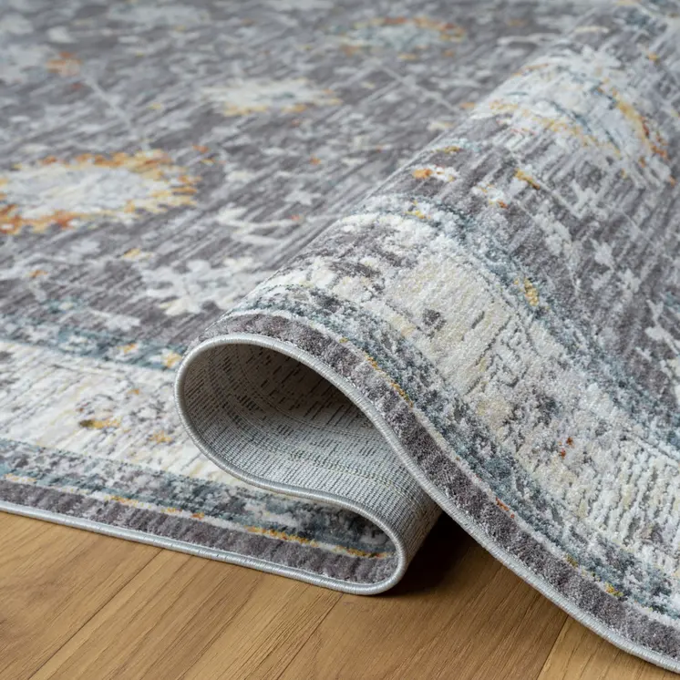 2' X 3' Gray and Ivory Floral Area Rug