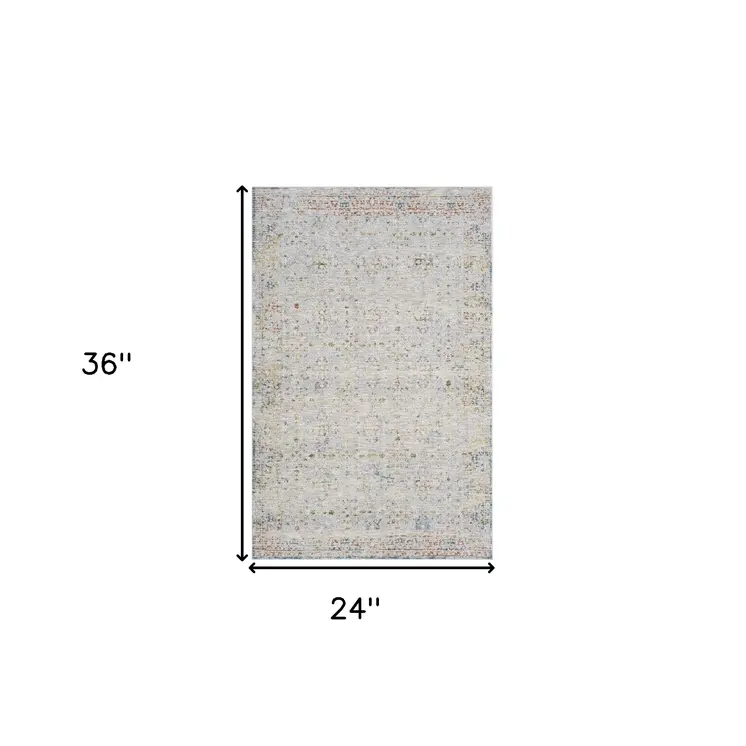 2' X 3' Ivory and Blue Floral Area Rug