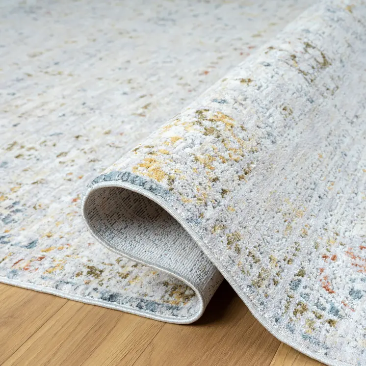 9' X 12' Ivory and Blue Floral Area Rug