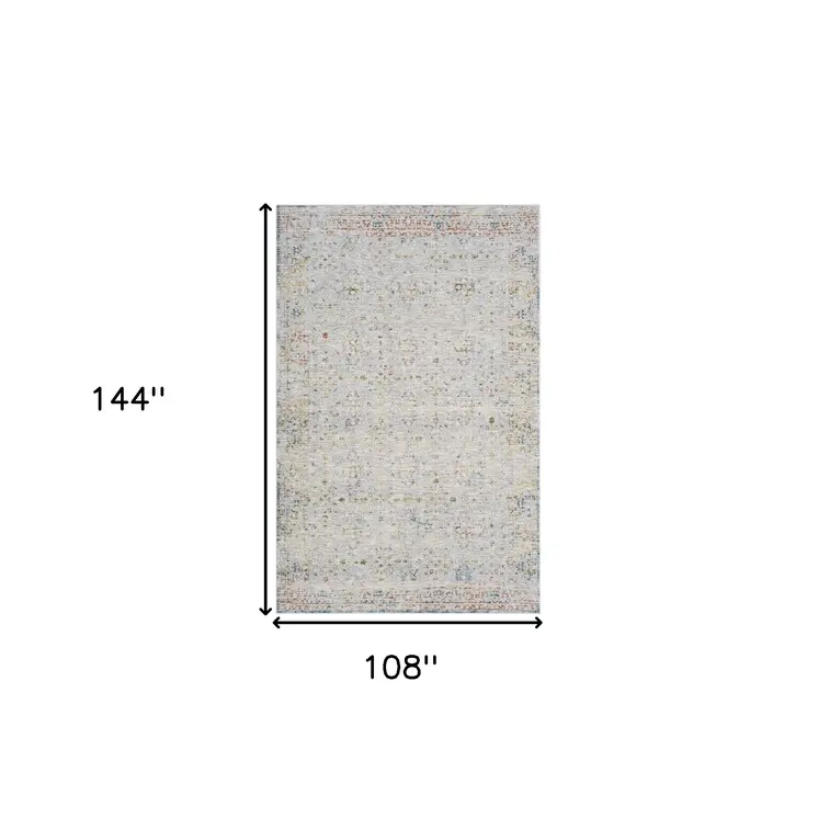 9' X 12' Ivory and Blue Floral Area Rug