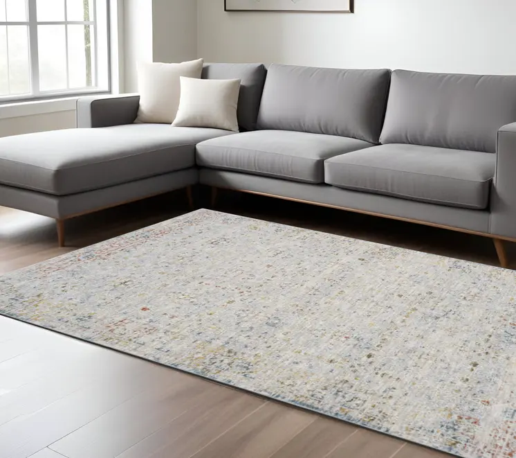 10' X 14' Ivory and Blue Floral Area Rug