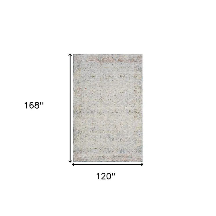 10' X 14' Ivory and Blue Floral Area Rug