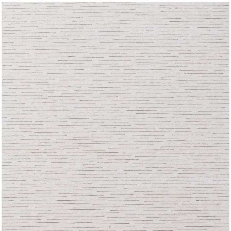 5' X 8' Beige and Ivory Wool Striped Hand Tufted Area Rug